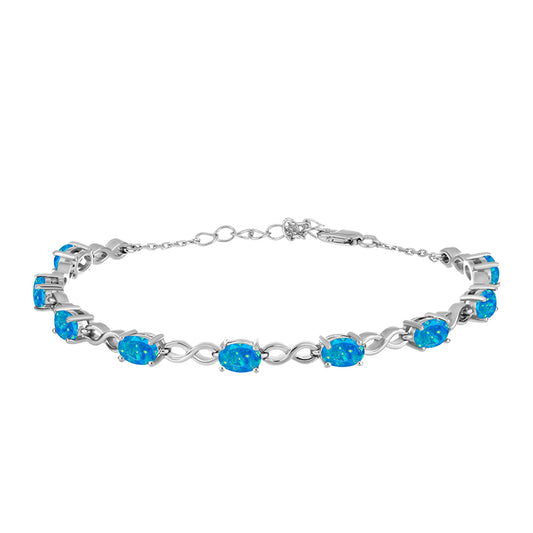 Pulseira de Prata com Opala Azul Paraib da Etiópia  Contraste: Cabeca de Veado (800)