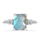 Anel de Prata com Labradorite de Gullgruvene e Topázio Branco