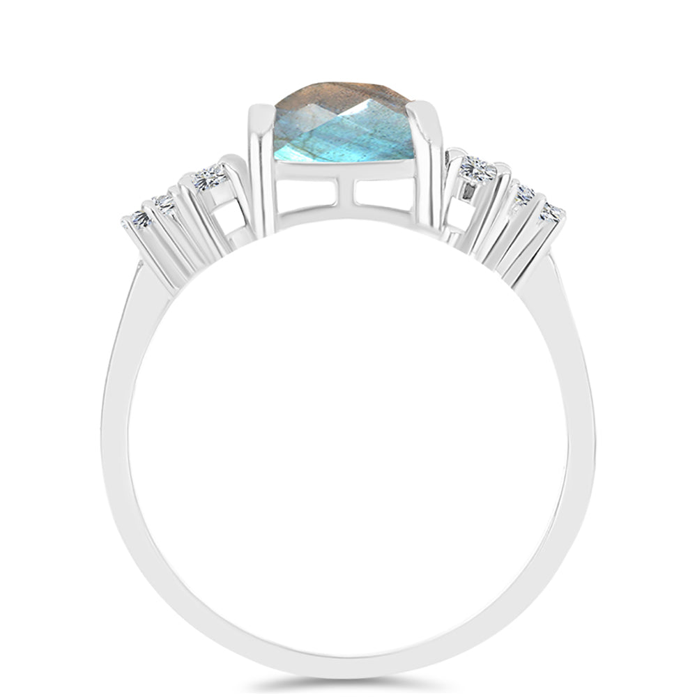 Anel de Prata com Labradorite de Gullgruvene e Topázio Branco 2 