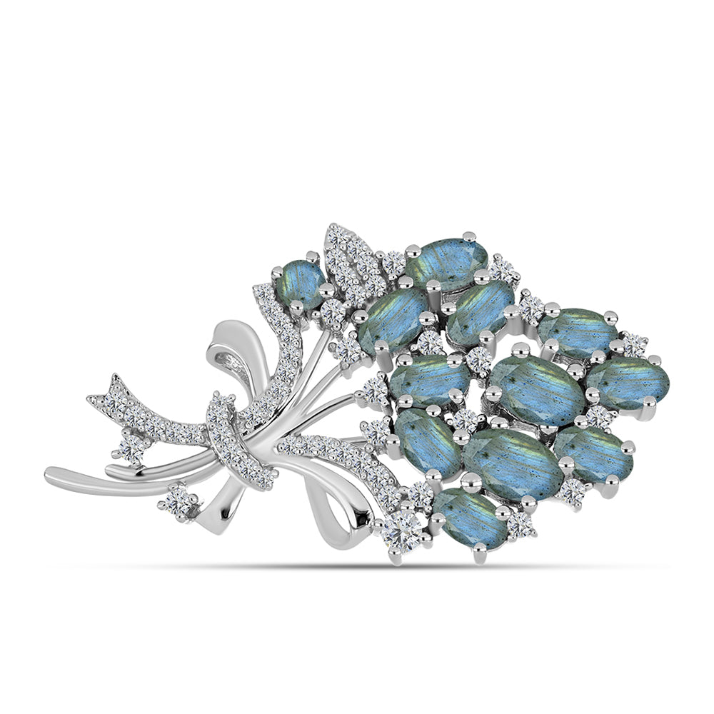 Alfinete de Prata com Labradorite de Gullgruvene  Contraste: Cabeca de Veado (800)