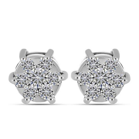 Brincos de Prata com Diamante Branco