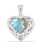 Pendente de Prata com Labradorite de Gullgruvene e Topázio Branco