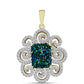 Pendente de Prata com Banho de Ouro com Drusy Verde e Topázio Branco  Contraste: Cabeca de Veado (800)