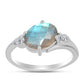 Anel de Prata com Labradorite de Gullgruvene e Topázio Branco