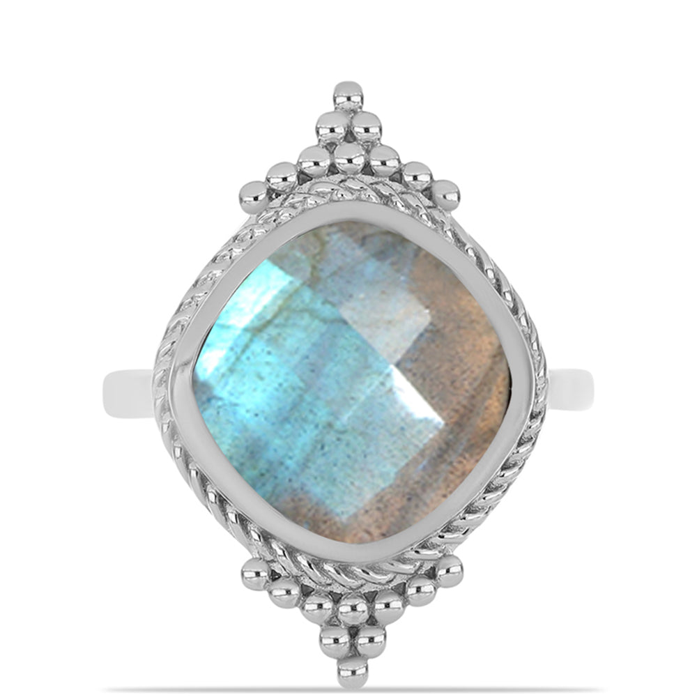 Anel de Prata com Labradorite de Gullgruvene  Contraste: Cabeca de Veado (800)