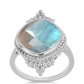 Anel de Prata com Labradorite de Gullgruvene  Contraste: Cabeca de Veado (800)