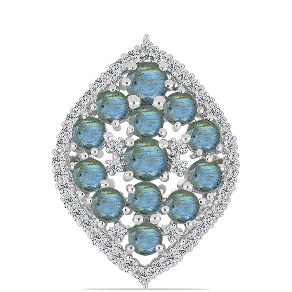 Anel de Prata com Labradorite de Gullgruvene  Contraste: Cabeca de Veado (800) 1 