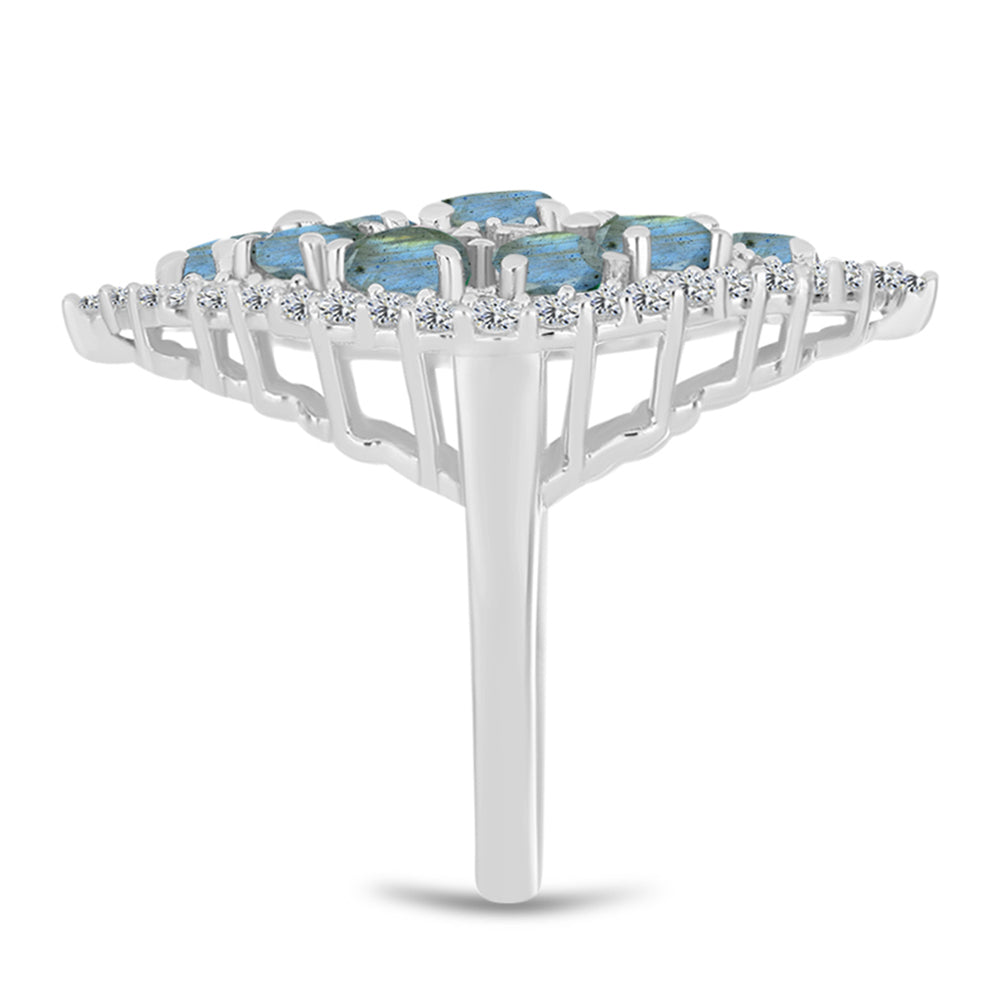 Anel de Prata com Labradorite de Gullgruvene  Contraste: Cabeca de Veado (800)