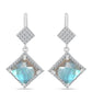 Brincos de Prata com Labradorite de Gullgruvene e Topázio Branco