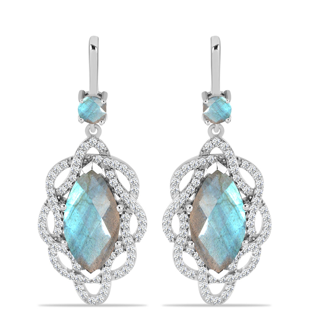 Brincos de Prata com Labradorite de Gullgruvene  Contraste: Cabeca de Veado (800)