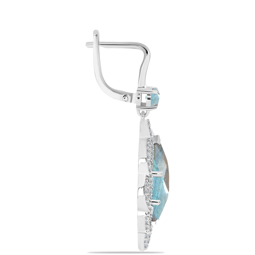 Brincos de Prata com Labradorite de Gullgruvene  Contraste: Cabeca de Veado (800)