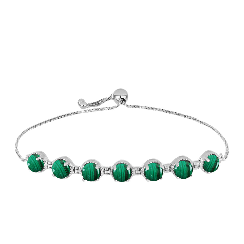 Pulseira de Prata com Malaquita  Contraste: Cabeca de Veado (800)