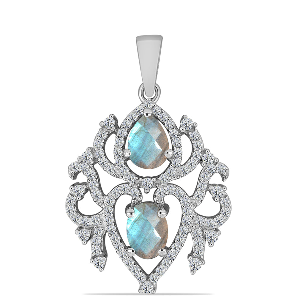 Pendente de Prata com Labradorite de Gullgruvene  Contraste: Cabeca de Veado (800)