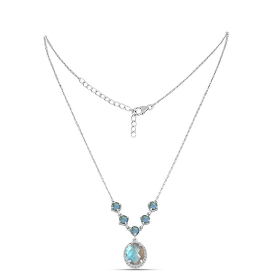 Colar de Prata com Labradorite de Gullgruvene  Contraste: Cabeca de Veado (800)