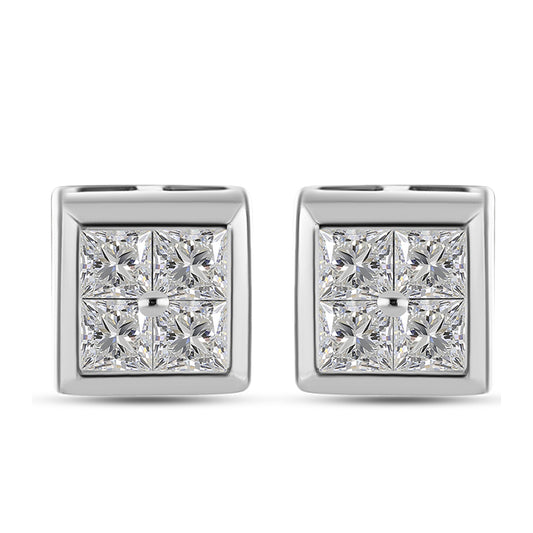 Brincos de Prata com Diamante Branco
