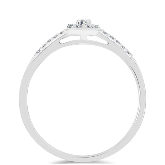 Anel de Prata com Diamante Branco