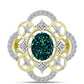 Anel de Prata com Banho de Ouro com Drusy Verde e Topázio Branco  Contraste: Cabeca de Veado (800)