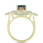 Anel de Prata com Banho de Ouro com Drusy Verde e Topázio Branco  Contraste: Cabeca de Veado (800)