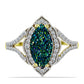 Anel de Prata com Banho de Ouro com Drusy Verde e Topázio Branco  Contraste: Cabeca de Veado (800)