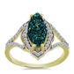Anel de Prata com Banho de Ouro com Drusy Verde e Topázio Branco  Contraste: Cabeca de Veado (800)