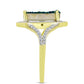 Anel de Prata com Banho de Ouro com Drusy Verde e Topázio Branco  Contraste: Cabeca de Veado (800)