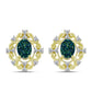 Brincos de Prata com Banho de Ouro com Drusy Verde e Topázio Branco