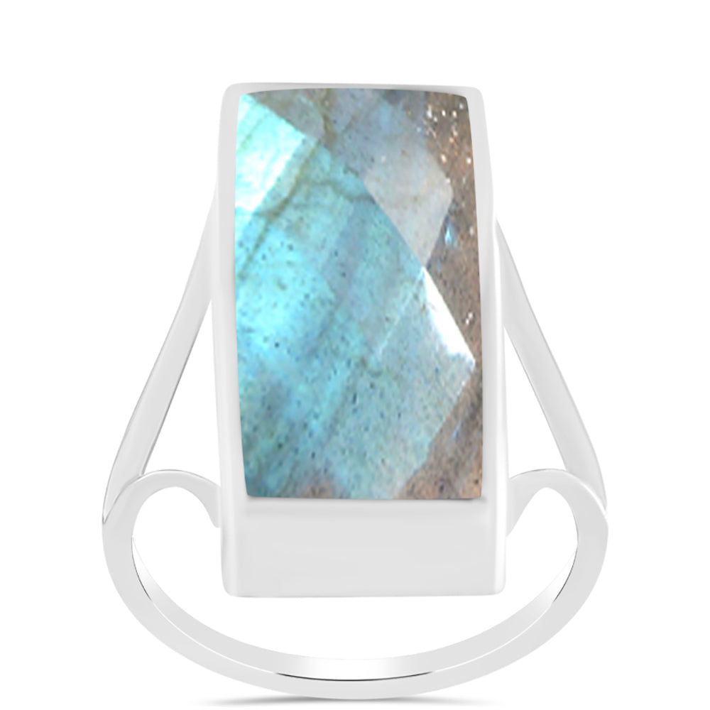 Anel de Prata com Labradorite de Gullgruvene  Contraste: Cabeca de Veado (800)