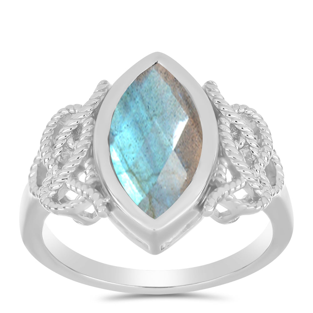 Anel de Prata com Labradorite de Gullgruvene  Contraste: Cabeca de Veado (800) 3 