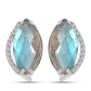 Brincos de Prata com Labradorite de Gullgruvene e Topázio Branco