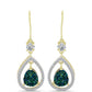 Brincos de Prata com Banho de Ouro com Drusy Verde e Topázio Branco