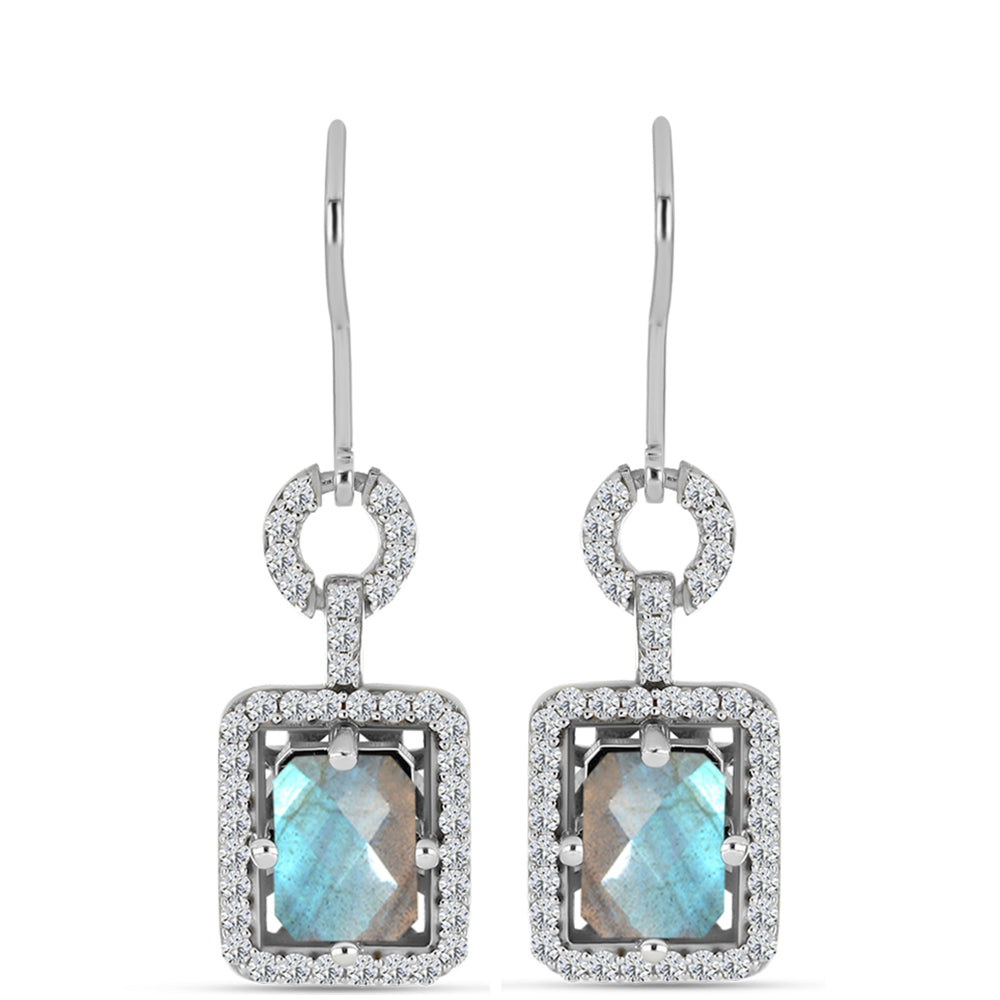 Brincos de Prata com Labradorite de Gullgruvene e Topázio Branco 1 