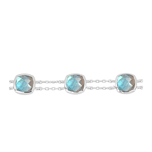 Pulseira de Prata com Labradorite de Gullgruvene  Contraste: Cabeca de Veado (800)