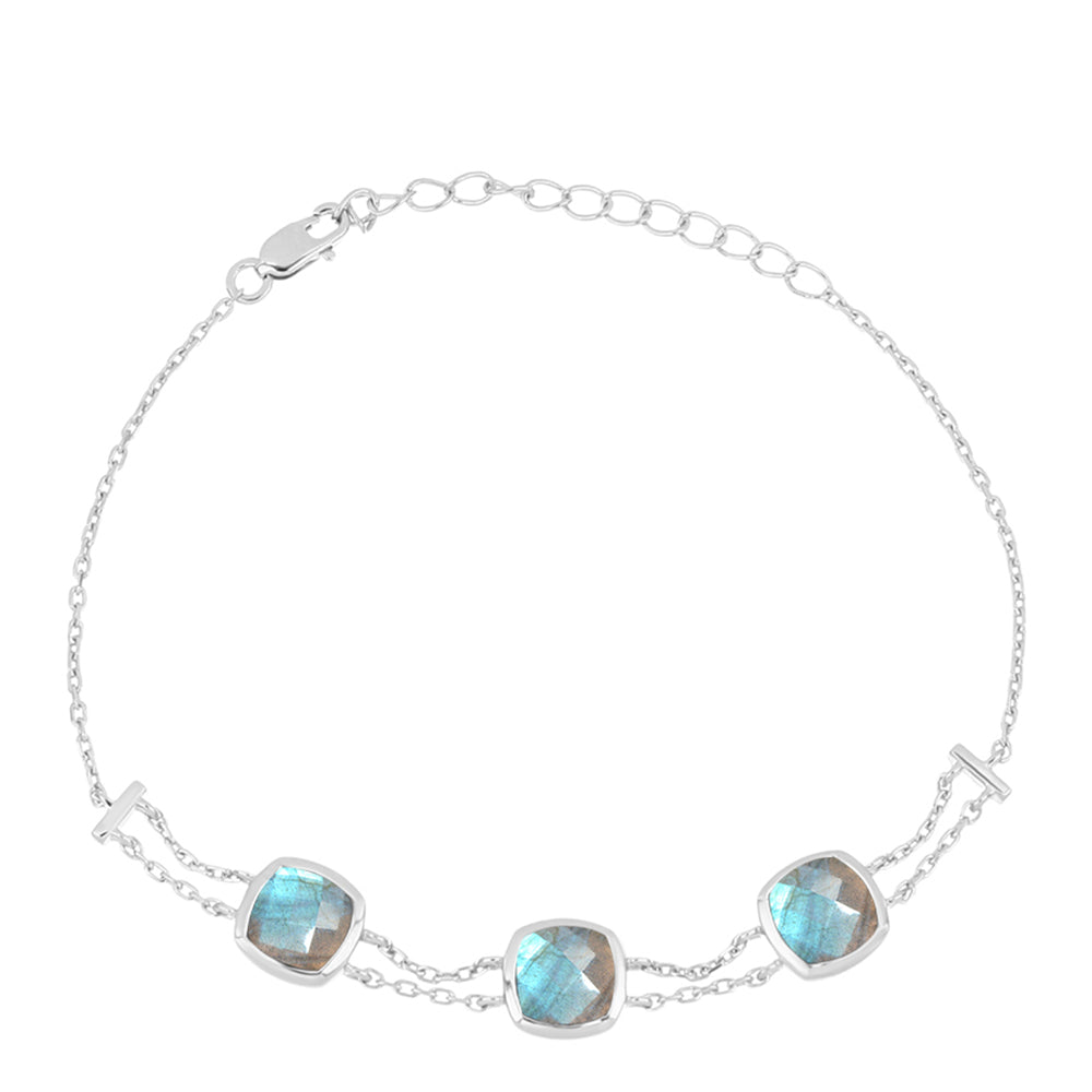 Pulseira de Prata com Labradorite de Gullgruvene  Contraste: Cabeca de Veado (800)