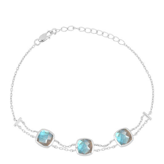 Pulseira de Prata com Labradorite de Gullgruvene  Contraste: Cabeca de Veado (800)
