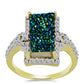 Anel de Prata com Banho de Ouro com Drusy Verde e Topázio Branco  Contraste: Cabeca de Veado (800)