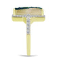 Anel de Prata com Banho de Ouro com Drusy Verde e Topázio Branco  Contraste: Cabeca de Veado (800)