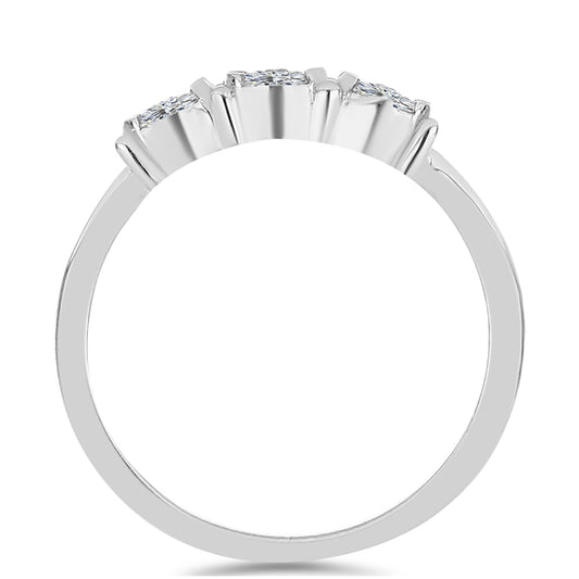 Anel de Prata com Diamante Branco