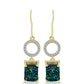 Brincos de Prata com Banho de Ouro com Drusy Verde e Topázio Branco