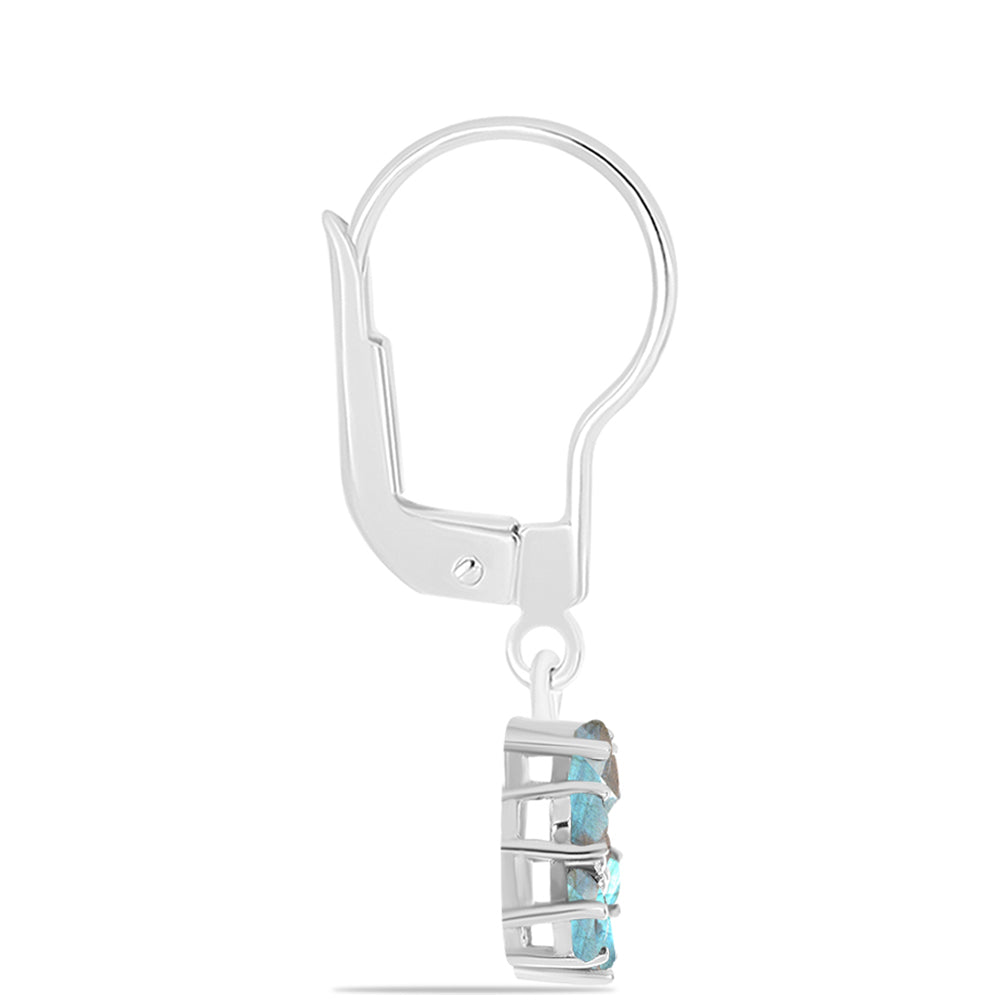 Brincos de Prata com Labradorite de Gullgruvene e Topázio Branco 2 