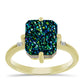 Anel de Prata com Banho de Ouro com Drusy Verde e Topázio Branco