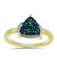 Anel de Prata com Banho de Ouro com Drusy Verde e Topázio Branco