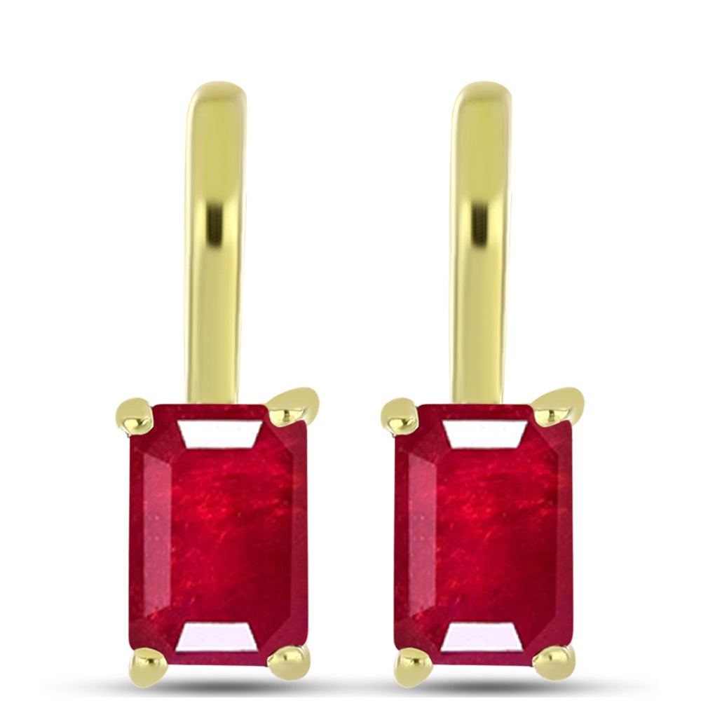 Brincos de Prata com Banho de Ouro com Rubi de Madagáscar