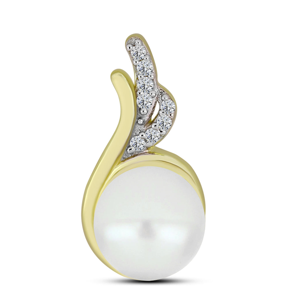 Pendente de Prata com Banho de Ouro com Pérola Branca de Água Doce e Topázio Branco