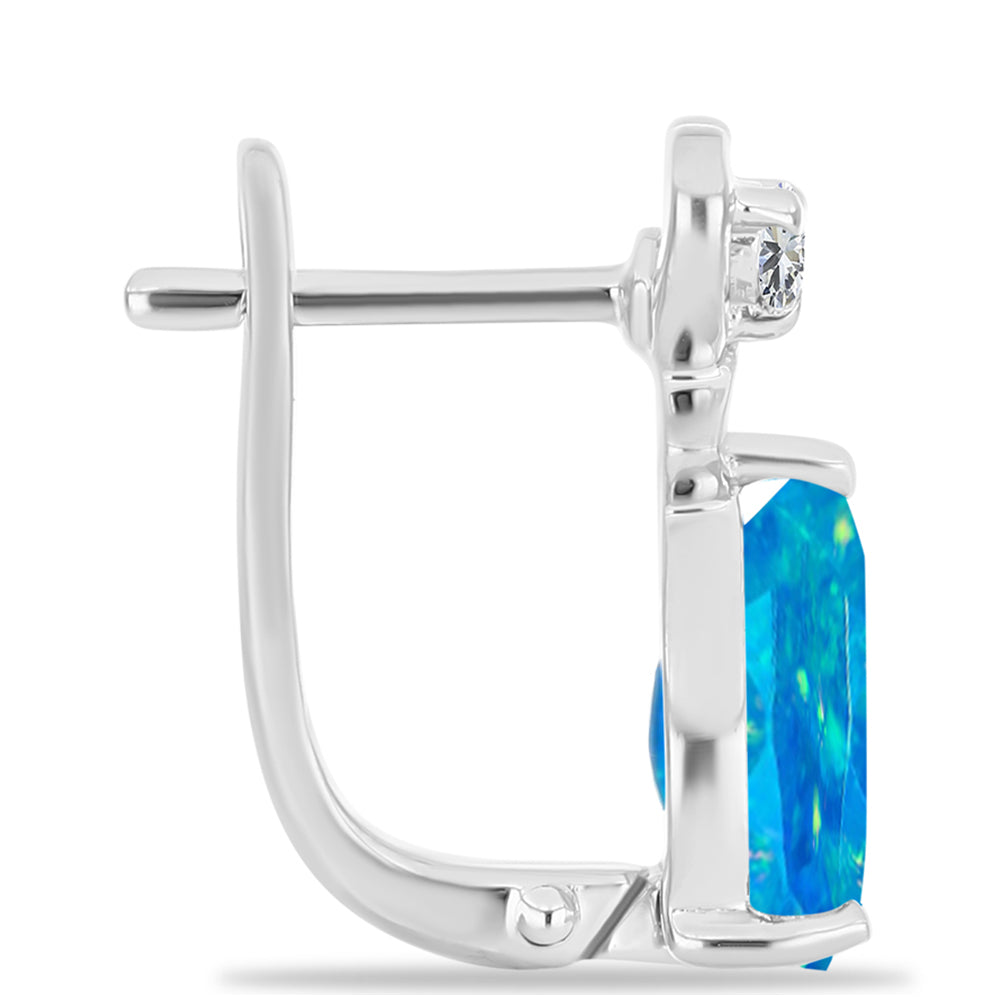 Brincos de Prata com Opala Azul Paraib da Etiópia e Topázio Branco 2 