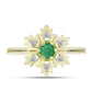 Anel de Prata com Banho de Ouro com Esmeralda do Brasil e Topázio Branco  Contraste: Cabeca de Veado (800)