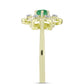 Anel de Prata com Banho de Ouro com Esmeralda do Brasil e Topázio Branco  Contraste: Cabeca de Veado (800)