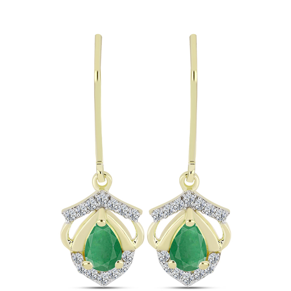 Brincos de Prata com Banho de Ouro com Esmeralda do Brasil e Topázio Branco 1 