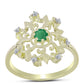 Anel de Prata com Banho de Ouro com Esmeralda do Brasil e Topázio Branco  Contraste: Cabeca de Veado (800)