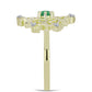 Anel de Prata com Banho de Ouro com Esmeralda do Brasil e Topázio Branco  Contraste: Cabeca de Veado (800)