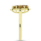 Anel de Prata com Banho de Ouro com Quartzo Cognac